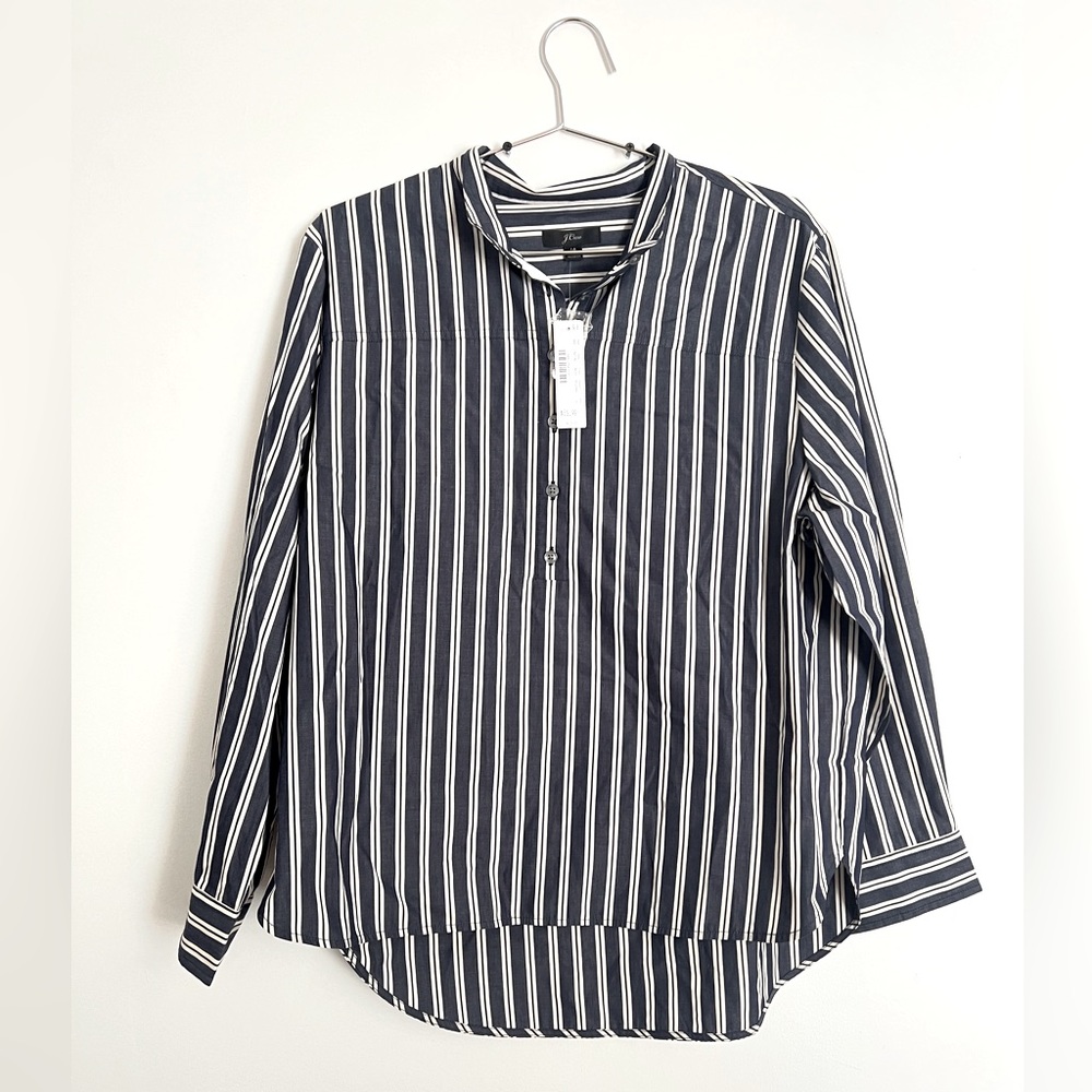 J Crew chambray and white popover shirt, NWT